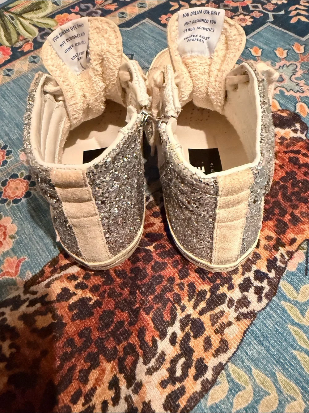 Golden Goose Beige and White High-Top Sneakers